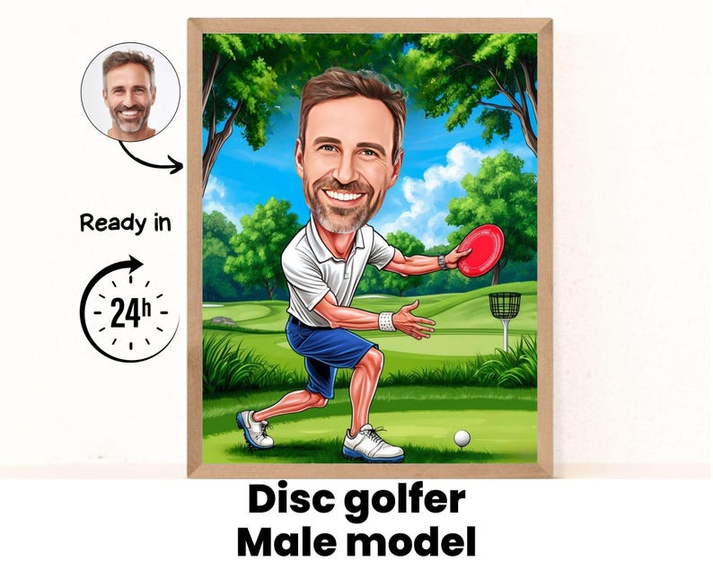 a caricature of a man hitting a ball with a racquet