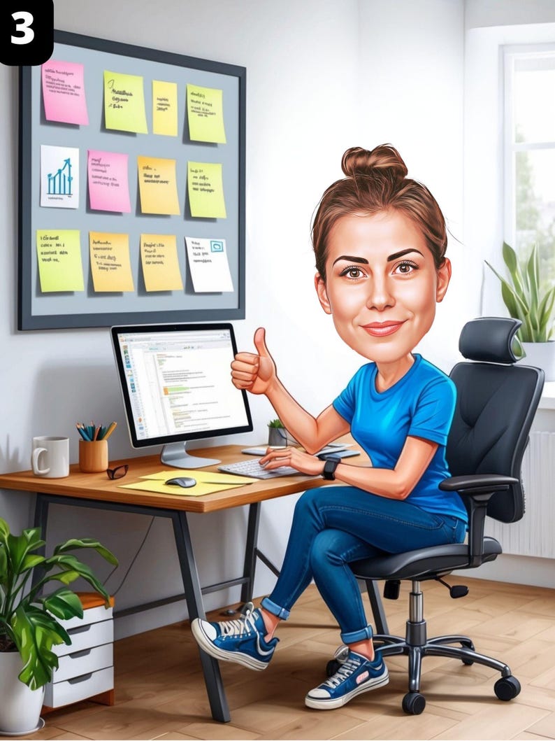 Developer cartoon Portrait | Developer software Gift | Custom Developer Caricature from Photo | Gift for Coder | Developer Cartoon image 4