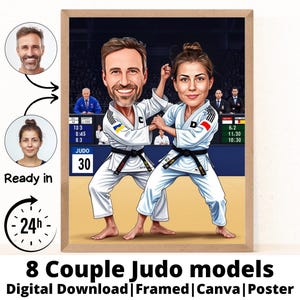 Ritratto di coppia di judo / Regalo di judo / Caricatura di judo personalizzata / Caricatura di judo da foto / Regalo per judoka / Ritratto di judo / Judo