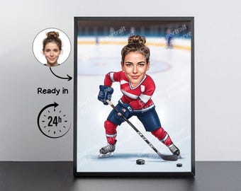 Regalo para jugador de hockey: retrato de caricatura personalizado a partir de tu foto / Hockey