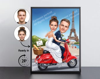 Wedding Gift – Custom Bride & Groom Caricature from Your Photo Portrait