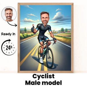 Custom Cyclist male Cartoon Portrait, Cyclist Portrait,Gift for Cyclist, Cyclist Caricature,Custom Caricature, Biker Caricature from Photo