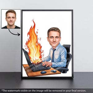 Cadeau softwareontwikkelaar: aangepast karikatuurportret van je foto/IT-cadeau afbeelding 4
