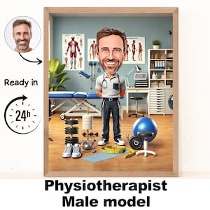 Physiotherapist Gift - Custom Caricature From Photo, Physiotherapy Gift, physical therapy, kinesiologist gift, kine