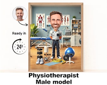 Physiotherapist Gift - Custom Caricature From Photo, Physiotherapy Gift, physical therapy, kinesiologist gift, kine