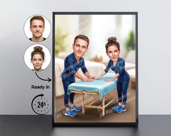 Massage Therapist Gift – Custom Caricature Portrait From Your Photo / Massage therapist