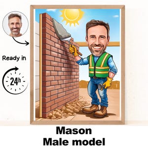 Regalo de albañil: retrato de caricatura personalizado a partir de una foto / regalo de albañil