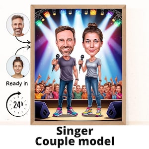Custom Singer Cartoon Portrait, Singer Caricature, Gift for Singer, Karaoke Cartoon, Funny Singer Gift, Custom Caricature from Photo