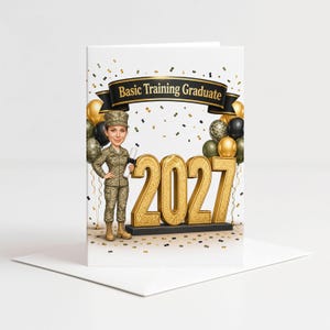 Custom Basic Training Graduation Caricature from Photo, Basic Training Graduate Cartoon Portrait, Graduation Gift for Her image 4