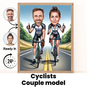 Custom Cyclist Cartoon Portrait, Cyclist Portrait, Gift for Cyclist, Cyclist Caricature, Custom Caricature, Biker Caricature from Photo