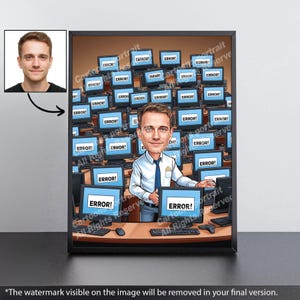Regalo per sviluppatori di software: caricatura personalizzata con la tua foto / regalo IT immagine 4