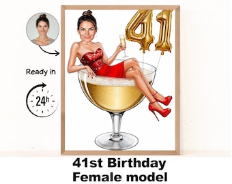 41st Female Birthday / 41st Birthday Invitation / 41st Birthday card / 41st Birthday cake topper / 41st Birthday Invitation / 41st Birthday