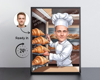 Regalo de panadero: retrato de caricatura personalizado a partir de tu foto / Panadero