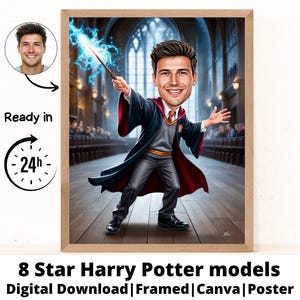 Personalised Wizard School Portrait Gift For family or Friends / Custom Made Potter Family Digital Print / Wizard Print Gift