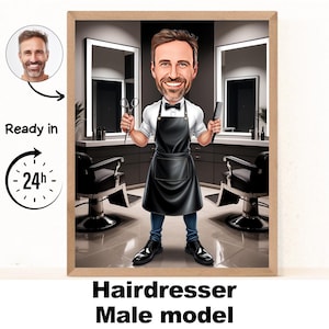 Hairdresser Gift - Custom Caricature Portrait From Your Photo / hair stylist gift