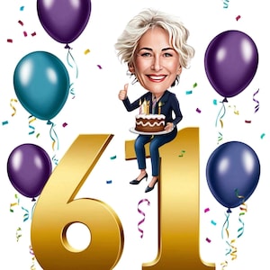 61e verjaardag vrouw / 61e verjaardagsuitnodiging / 61e verjaardagskaart / 61e verjaardag taarttopper / 61e verjaardagsuitnodiging / 61e verjaardag