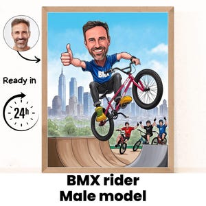 BMX Cartoon Portrait | Bmx gift | Custom Bmx Caricature | Bmx caricature from photo | gift for Bmx Rider | BMX portrait | BMX cartoon