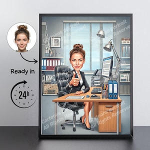 Administrative Assistant Gift – Custom Caricature Portrait From Your Photo / secretary