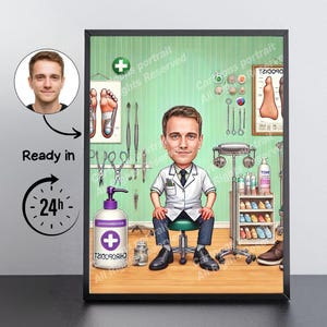 Physiotherapist Gift – Custom Caricature Portrait From Your Photo / medical caricature