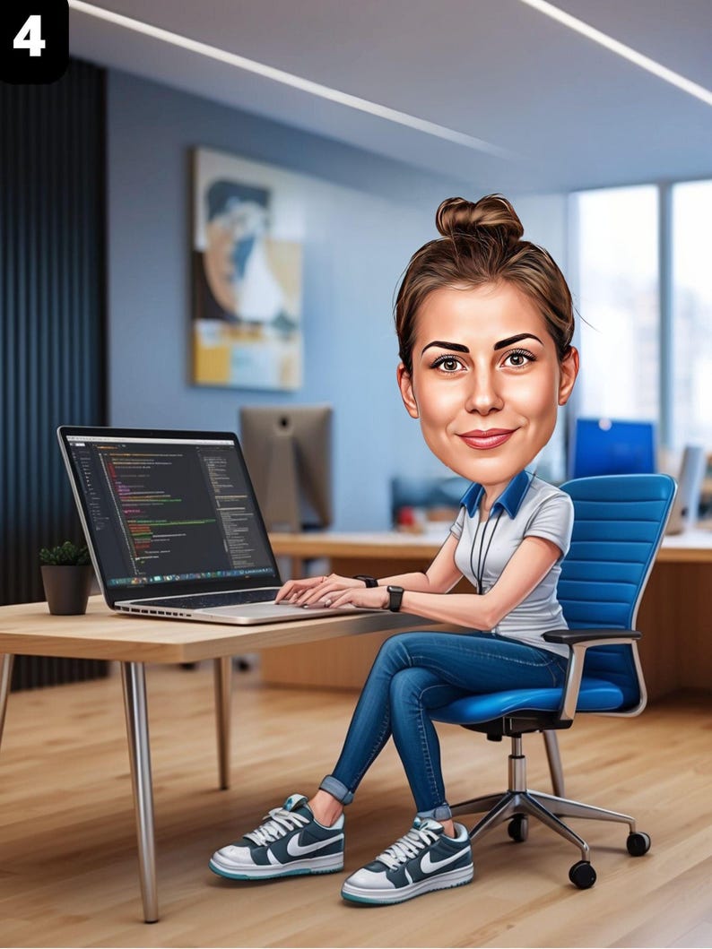 Developer cartoon Portrait | Developer software Gift | Custom Developer Caricature from Photo | Gift for Coder | Developer Cartoon image 5