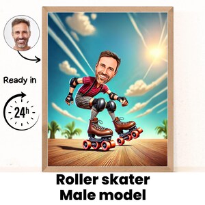 Regalo para patinadores: caricatura personalizada a partir de tu foto / Patinaje sobre ruedas / Patines en línea