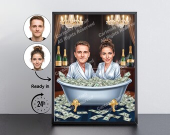 Money Lover Gift – Custom Caricature Portrait From Your Photo / Money lover