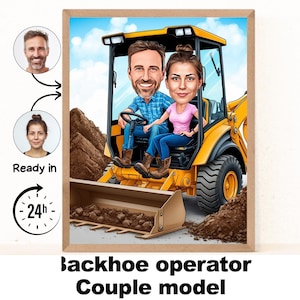 Backhoe Operator Gift - Custom Caricature From Photo, Backhoe Loader Gift