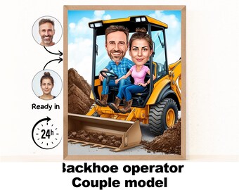 Baggerfahrer Geschenk - Benutzerdefinierte Karikatur vom Foto, Baggerlader Geschenk