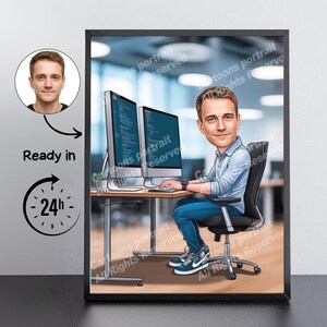 Regalo per sviluppatori di software: caricatura personalizzata con la tua foto / regalo IT