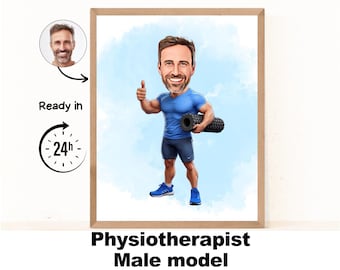 Physiotherapist Gift - Custom Caricature From Photo, Physiotherapy Gift, physical therapy, kinesiologist gift, kine