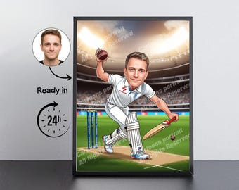 Regalo para entrenador de críquet: retrato personalizado con tu foto