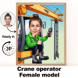 Crane Operator Gift - Custom Portrait as Cartoon Character / dump truck driver gifts / construction worker gift