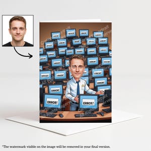 Regalo per sviluppatori di software: caricatura personalizzata con la tua foto / regalo IT immagine 5