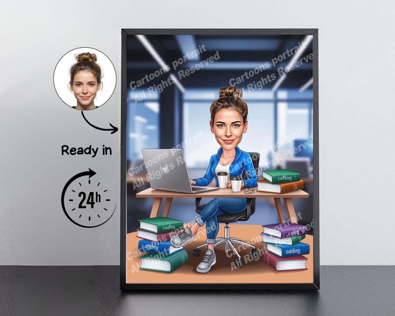 Software-Entwickler-Geschenk - Benutzerdefiniertes Karikaturporträt von Ihrem Foto / IT-Geschenk Bild 1