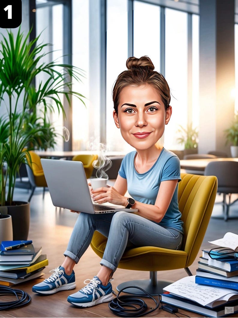 Developer cartoon Portrait | Developer software Gift | Custom Developer Caricature from Photo | Gift for Coder | Developer Cartoon image 2