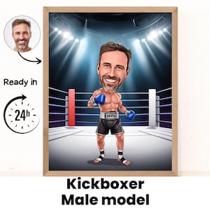 Kickboxen Cartoon Portrait / Kickboxen Geschenk / Custom Kickboxen Karikatur / Kickboxen Karikatur vom Foto / Geschenk für Kickboxer /