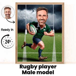 Rugby Cartoon Porträt | rugby Geschenk | Benutzerdefinierte Rugby-Karikatur | Rugby Karikatur vom Foto | Geschenk für Ruby Spieler | Rugby Porträt | Rugby