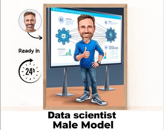 データアナリストへのギフト - 写真からカスタム似顔絵を作成、データサイエンスギフト、データサイエンティスト、データオタク