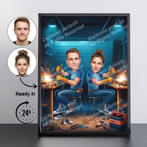 Welder Gift – Custom Caricature Portrait From Your Photo / Welder