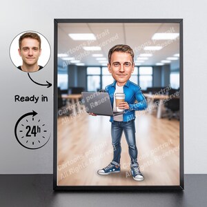 Software Developer Gift – Custom Caricature Portrait From Your Photo /IT Gift