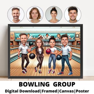 Presente para jogador de boliche - Retrato de caricatura personalizado com sua foto / presente para treinador de boliche / presente para jogador de boliche