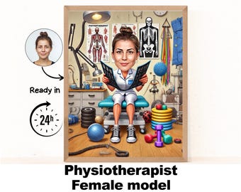 Physiotherapist Gift - Custom Caricature From Photo, Physiotherapy Gift, physical therapy, kinesiologist gift, kine