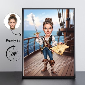 Pirate Gift – Custom Caricature Portrait From Your Photo / Pirate