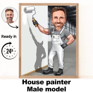 Ritratto di imbianchino personalizzato, regalo per imbianchino, caricatura divertente di imbianchino da foto, regalo per imbianchino