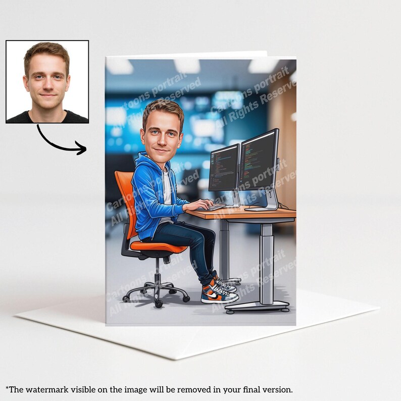 Software-Entwickler-Geschenk - Benutzerdefiniertes Karikaturporträt von Ihrem Foto / IT-Geschenk Bild 5