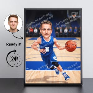 Basketball Player Gift – Custom Caricature Portrait From Your Photo / Basketball player