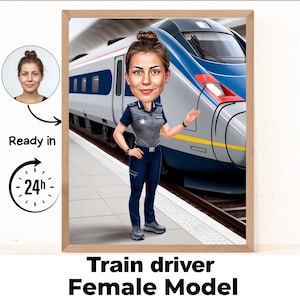 Lokführer Karikatur Porträt / Lokführer Geschenk / Lokführer Karikatur vom Foto / Geschenk