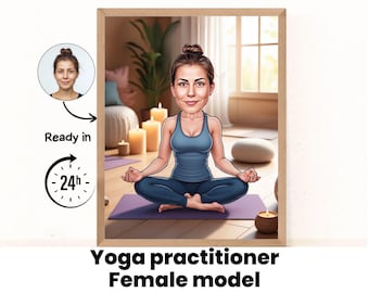 Personalized Yoga Caricature Drawing, Pilates gift from Photo, Custom Pilates Portrait Drawing, Digital Art, Bobblehead, Gift for Her