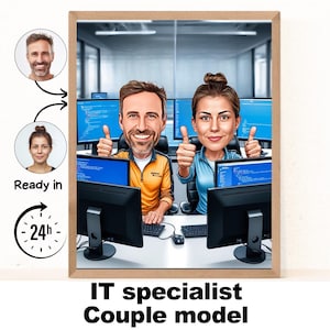 Portret komputerowego geeka z kreskówki, karykatura komputerowego geeka, prezent dla komputerowego geeka, kreskówka komputerowego geeka, zabawna karykatura komputerowego geeka