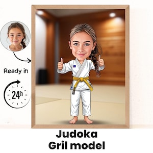 Aangepaste judo cartoon portret, karate portret, karate cadeau, karate karikatuur, karate custom, karate karikatuur van foto